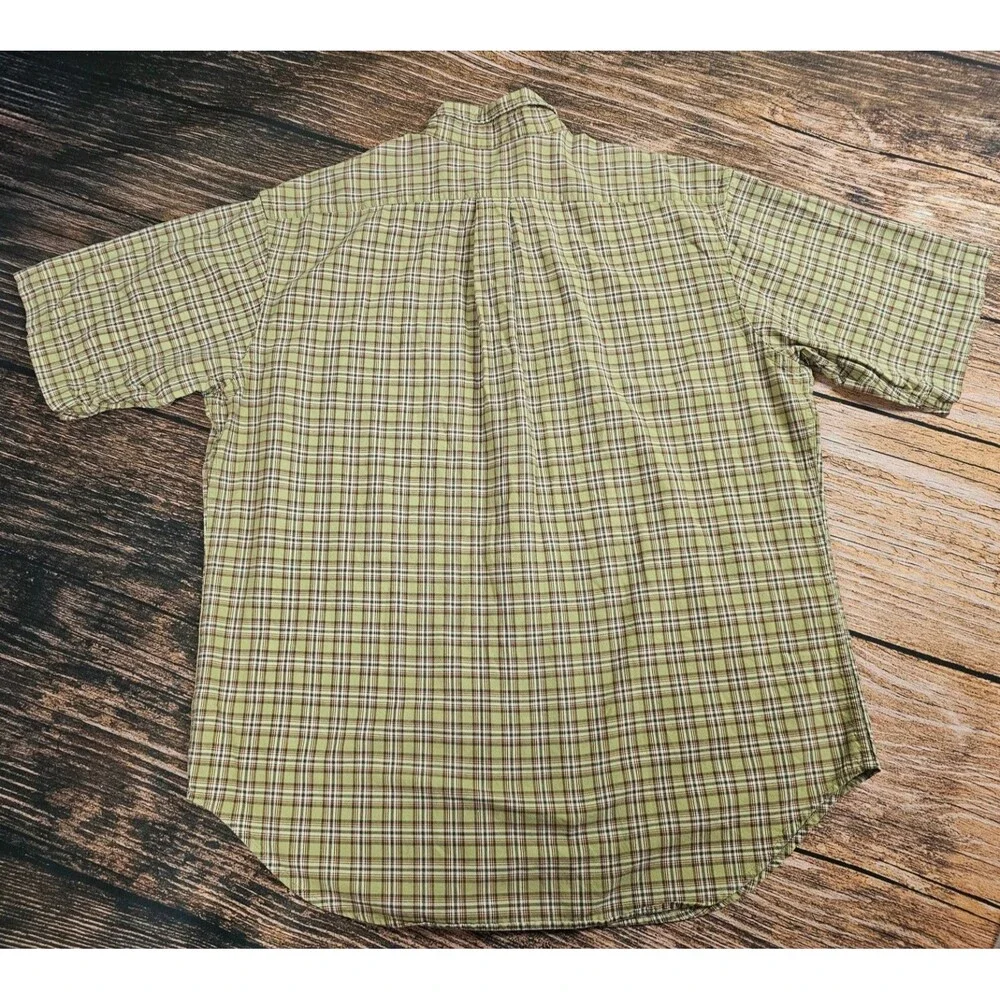 VTG Ralph Lauren Jeans Co Short Sleeve Button Up Shirt Cotton Plaid Men L